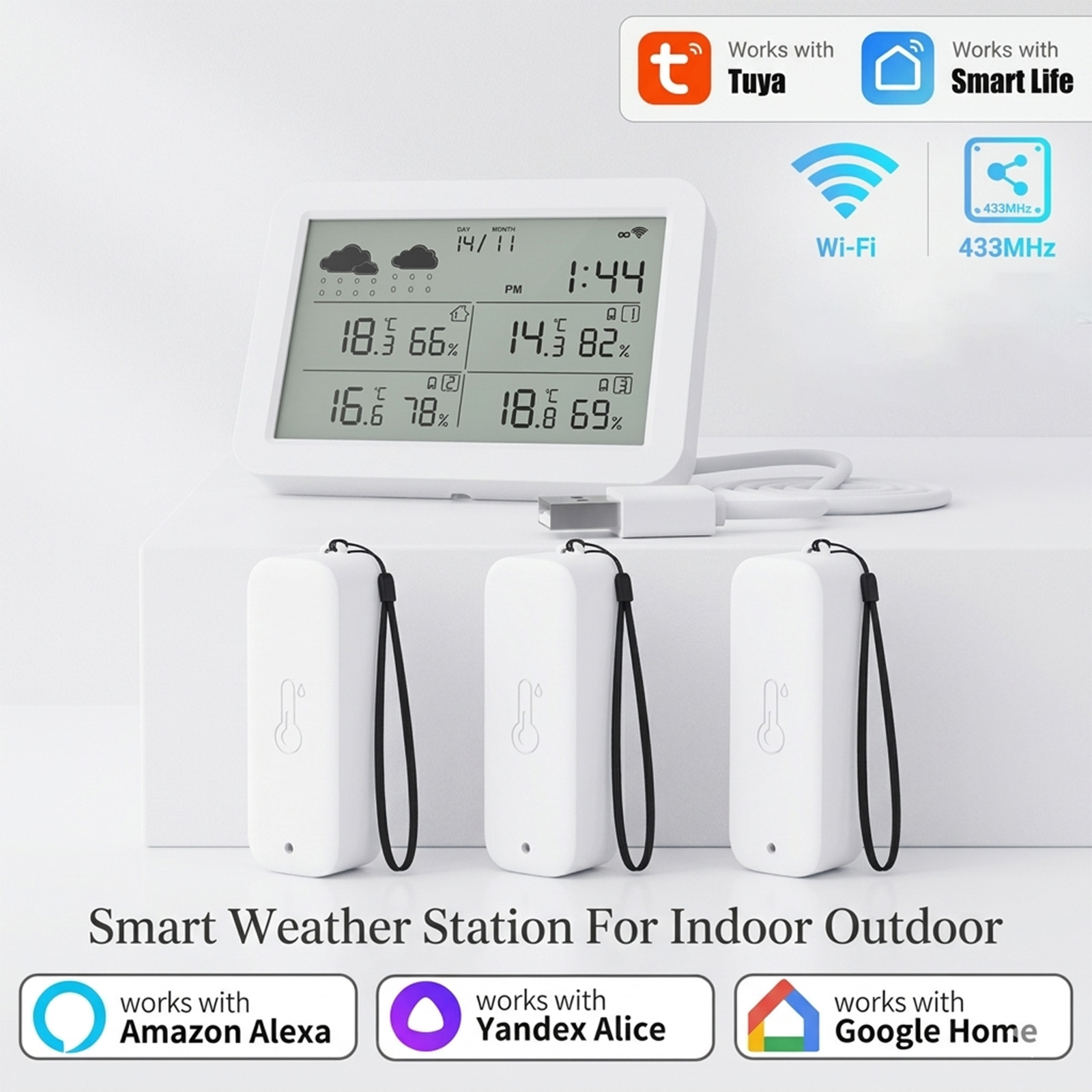Weather Station Indoor - Tuya WiFi+RF433 Hava Durumu İstasyonu, Akıllı